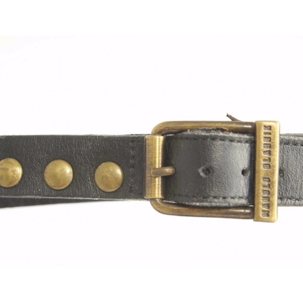 Manolo Blahnik Black Studded Leather Sandals - Picture 8 of 8